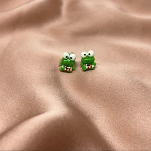 Frog Mini Earrings Ear Studs Earstuds Kawaii Manga Comic Animal Silver Post